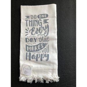 Second Nature By Hand Dish Towel Do One Thing Saying Phrase Ivory Cotton Fringed